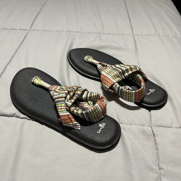 Sanuk Yoga Sling 2 Tribal Strap Knit Yoga Mat Flip Flop Sandals Women's Size 10 - Picture 7 of 10